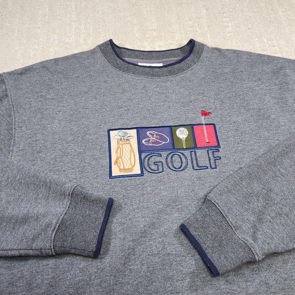 Vintage Golf Sweatshirt Men Large Grandpa Sweater Embroidered Crewneck Cotton